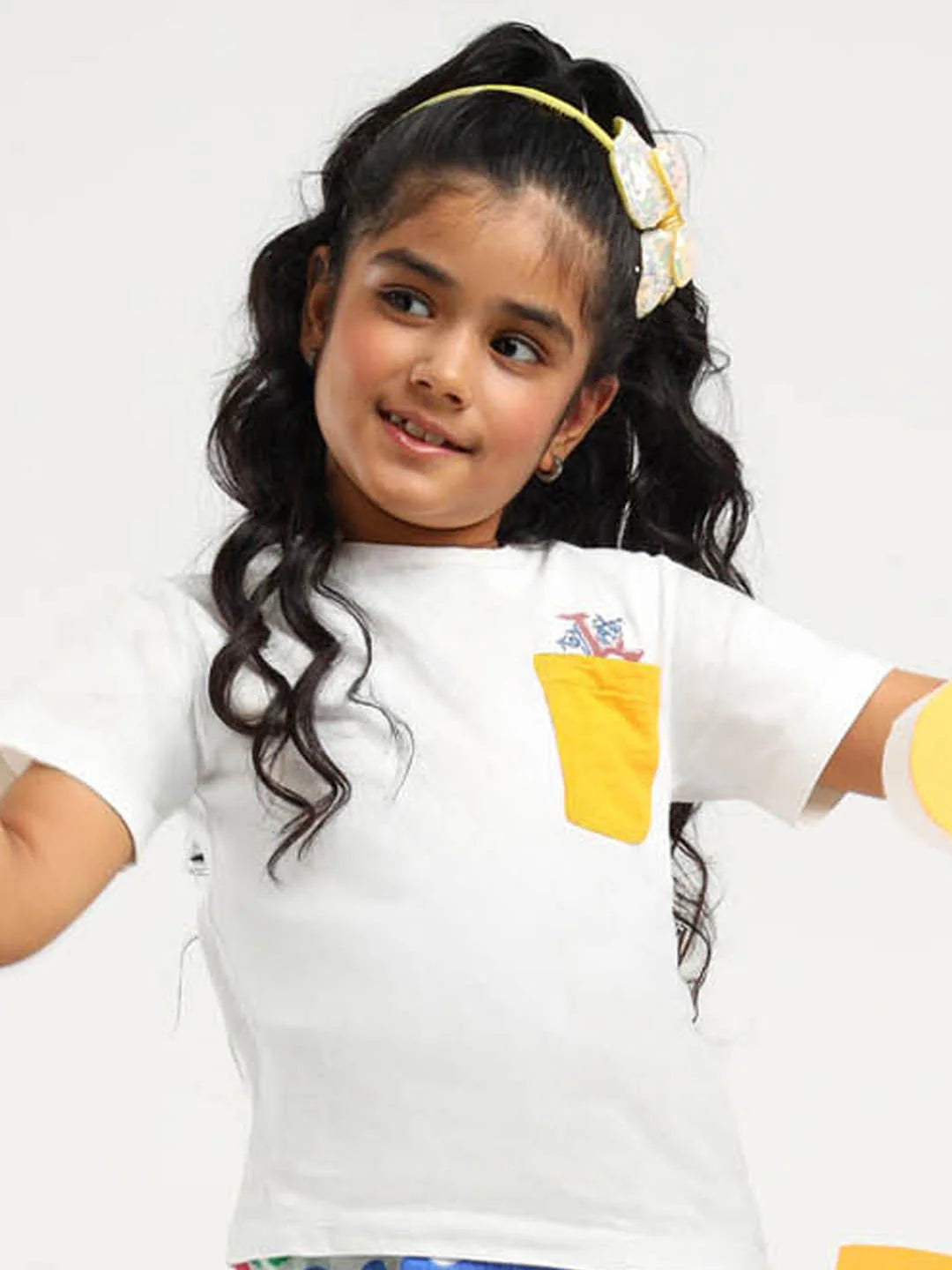 Girls Pocket Detail T-Shirt & Wide-Leg Pants Set