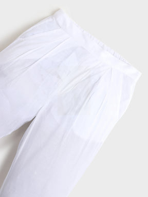 White Kurta Pajama With Black Jacket Set