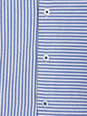 Sky Striped Cotton Shirt & Shorts Set