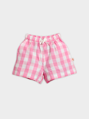 Snooze Pink Tee & Gingham Shorts Set