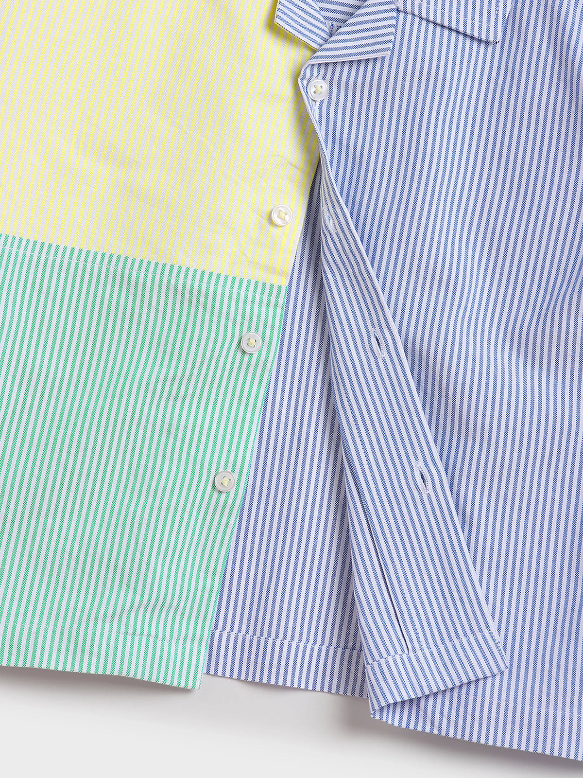 Colorblock Stripe Shirt & Denim Shorts Set