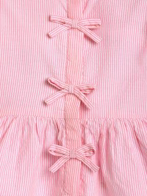 Bow Detail Top & Scallop Denim Set