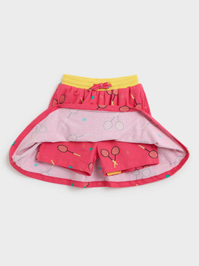 Ruffle Sleeve Top & Tennis Print Skort Co-ord Set