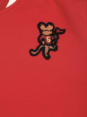 Red Champion Embroidered Varsity Jacket
