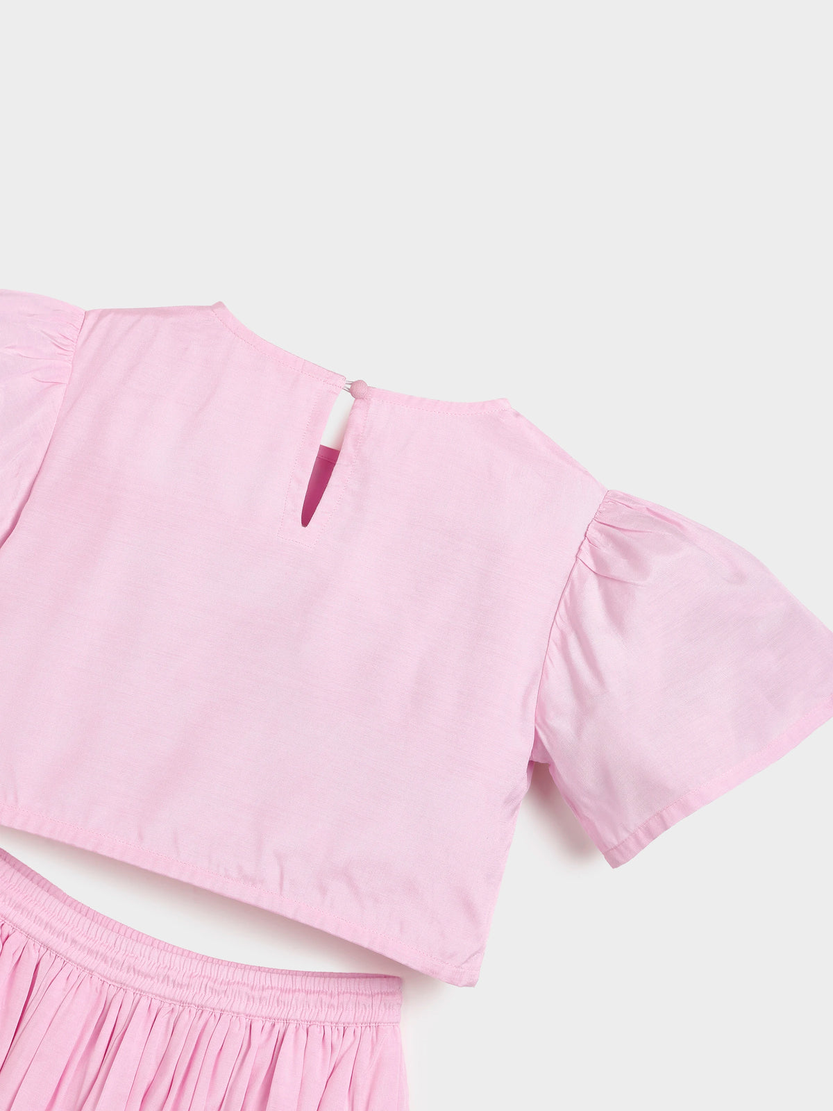 Pink Crop Top Skirt Dupatta Set