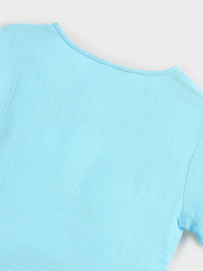 Sky Blue Cotton T-Shirt & Shorts Co-ord Set