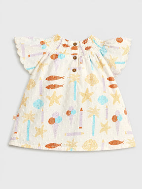 Seashell Ruffle Sleeves Dress