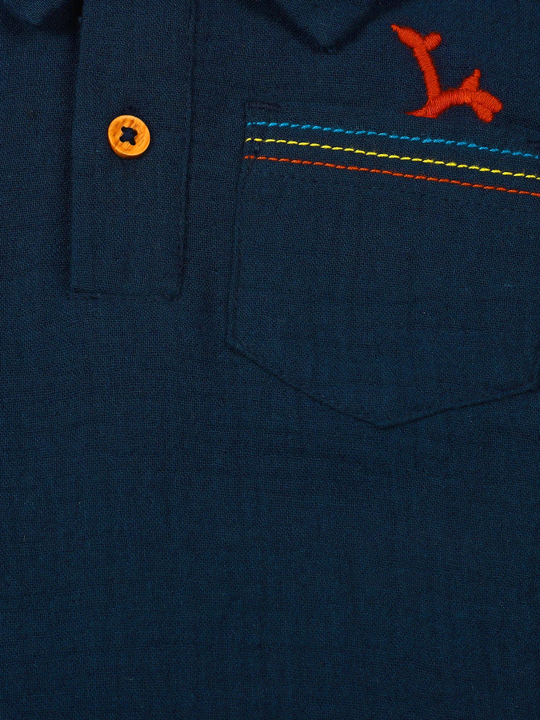 Deep Ocean Crinkled Cotton Shirt & Shorts Set