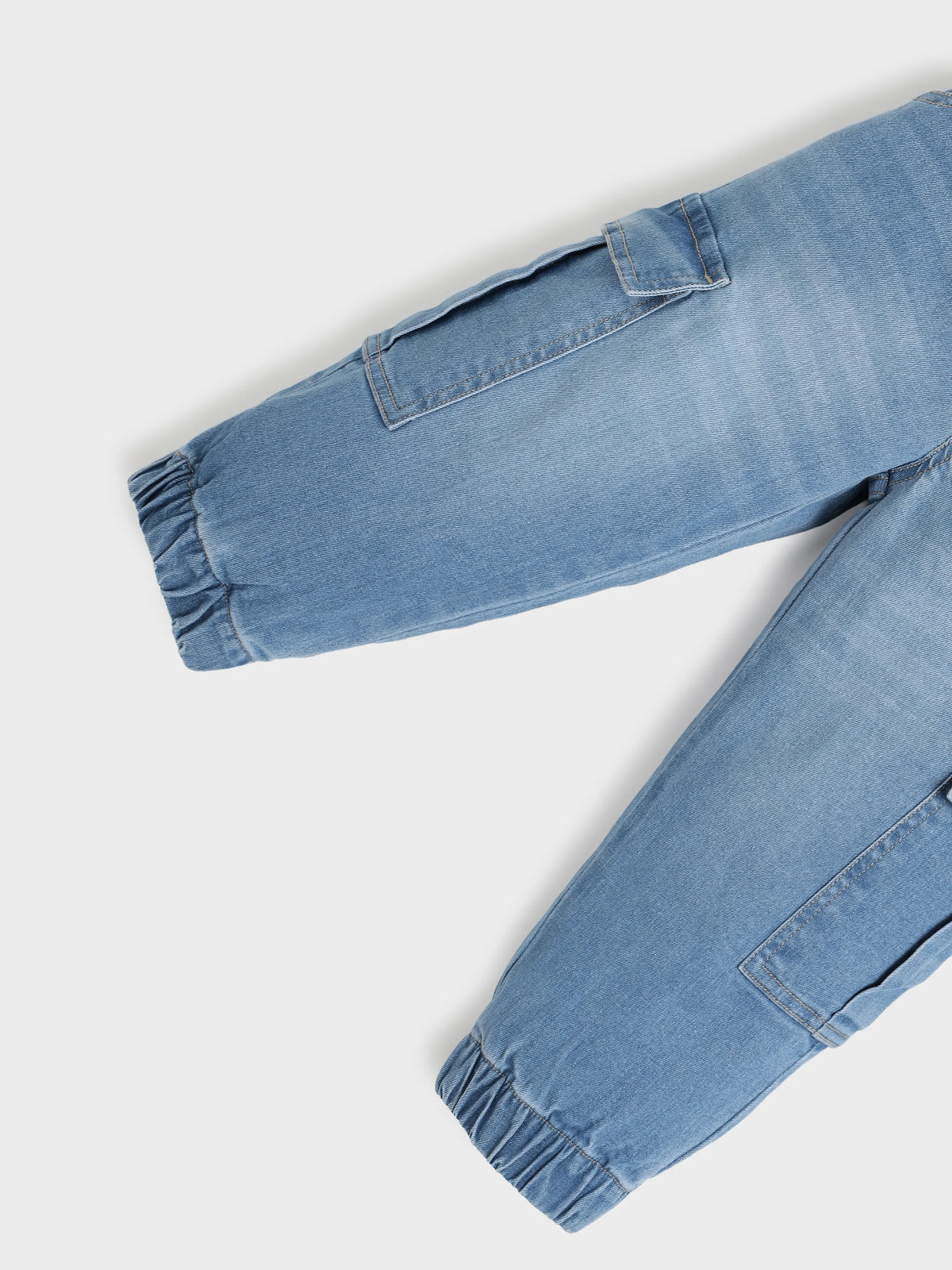 Boys Solid Shirt & Denim Jogger Set