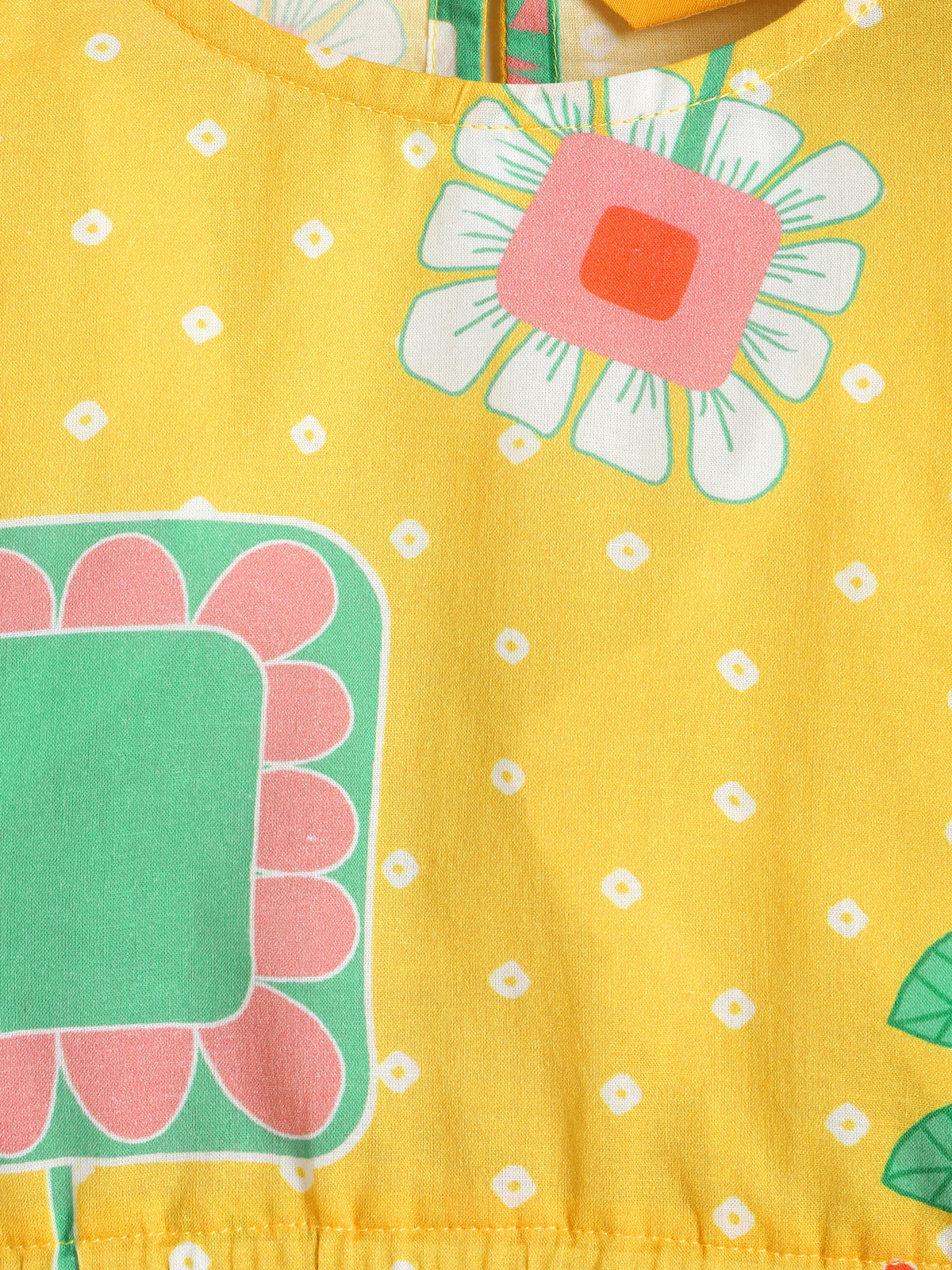 Yellow Bandhani Print Skirt Top Set
