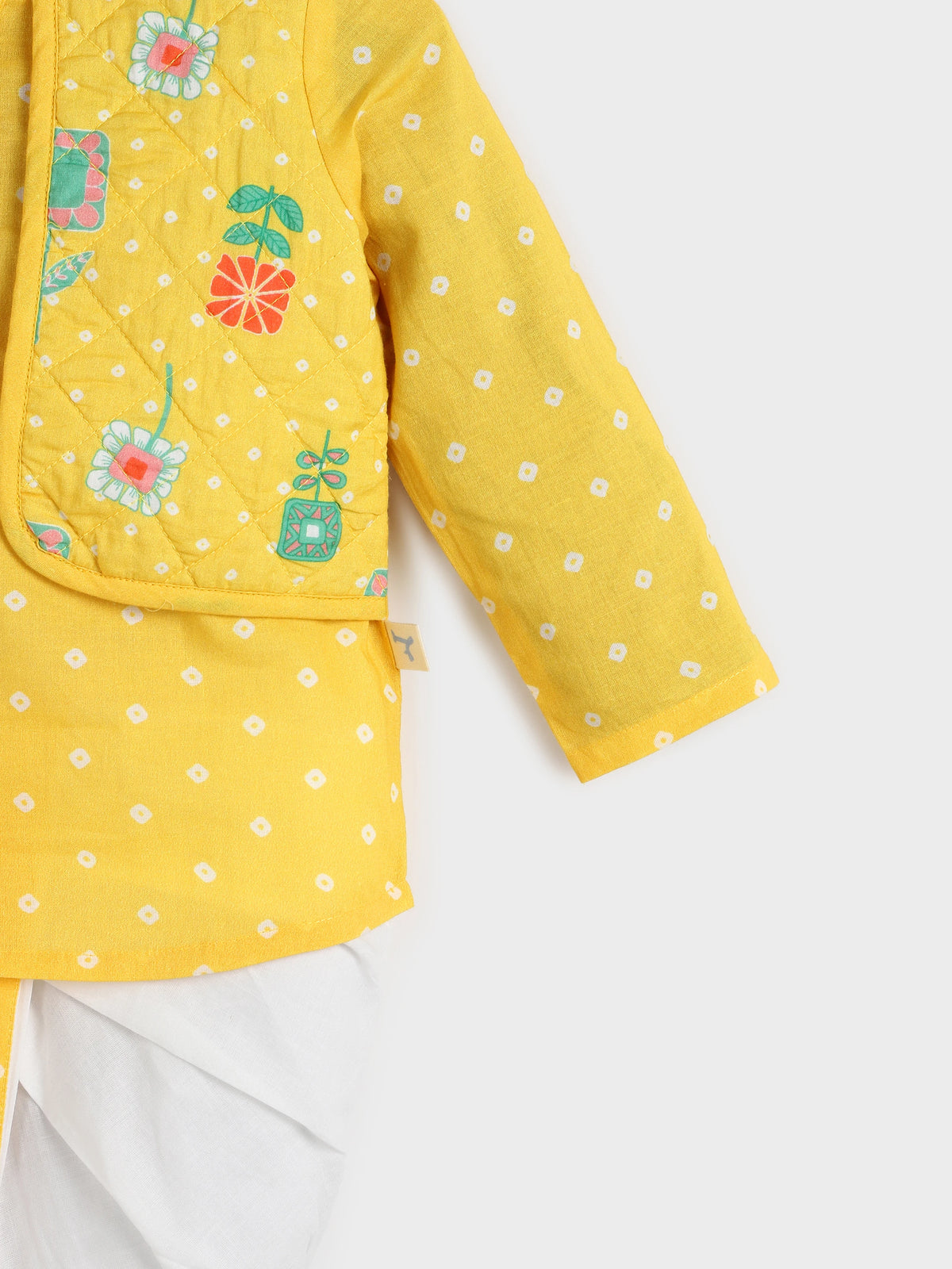 Yellow Quilted Jacket - Kurta Dhoti Set
