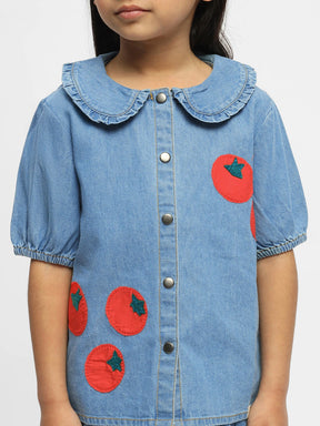 Tomato Cotton Denim Top & Skort Set