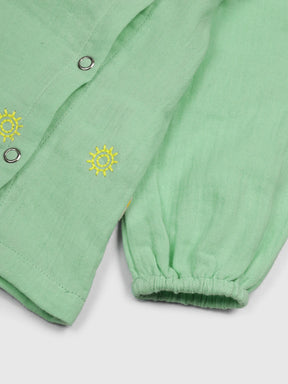 Minty Wrap Around Cotton Jhabla Set