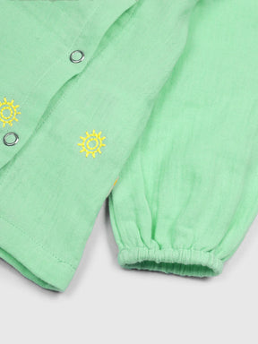 Minty Wrap Around Cotton Jhabla Set