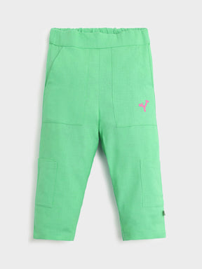 Girls Floral Print Top & Solid Pants Set