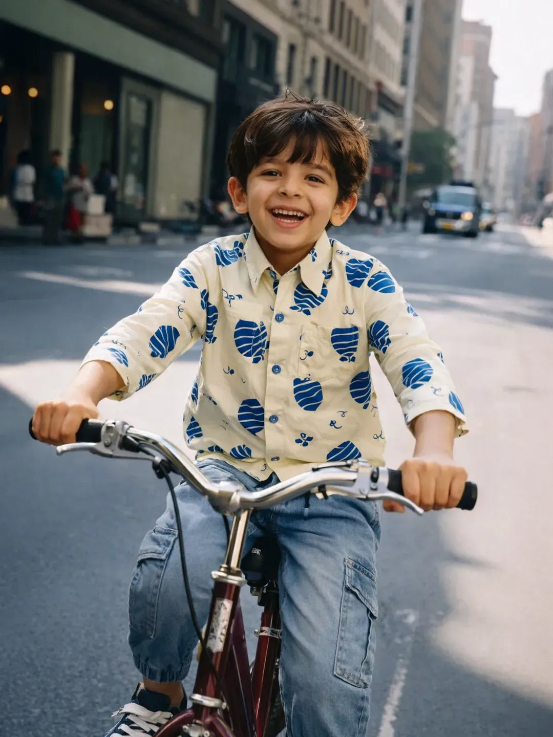 Boys Leaf Print Shirt & Denim Set