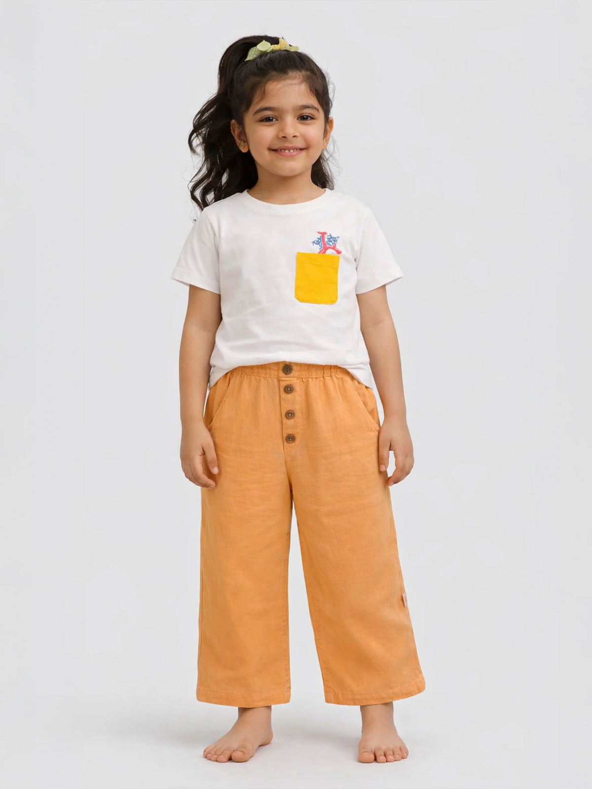 Girls Pocket Detail T-Shirt & Wide-Leg Pants Set