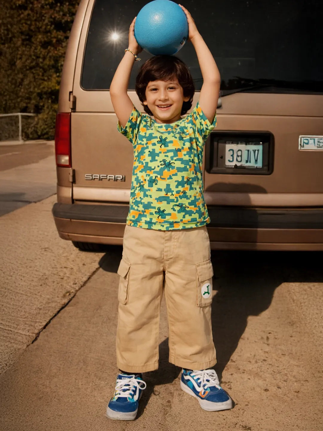 Boys Camo Print T-Shirt & Cargo Set