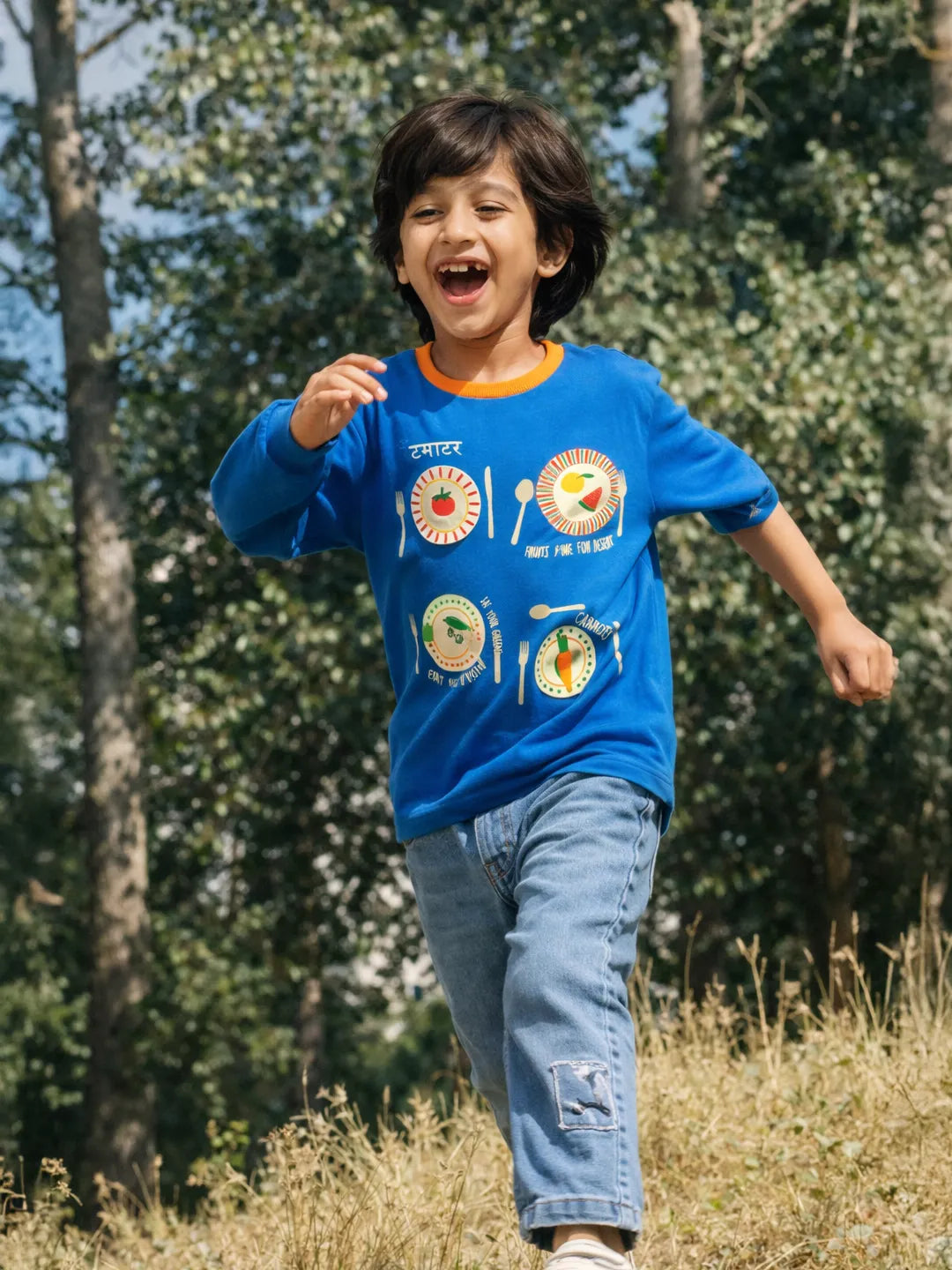 Blue Graphic T-Shirt & Denim Set