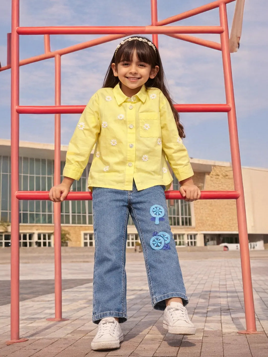 Yellow Daisy Shirt and Denim Set