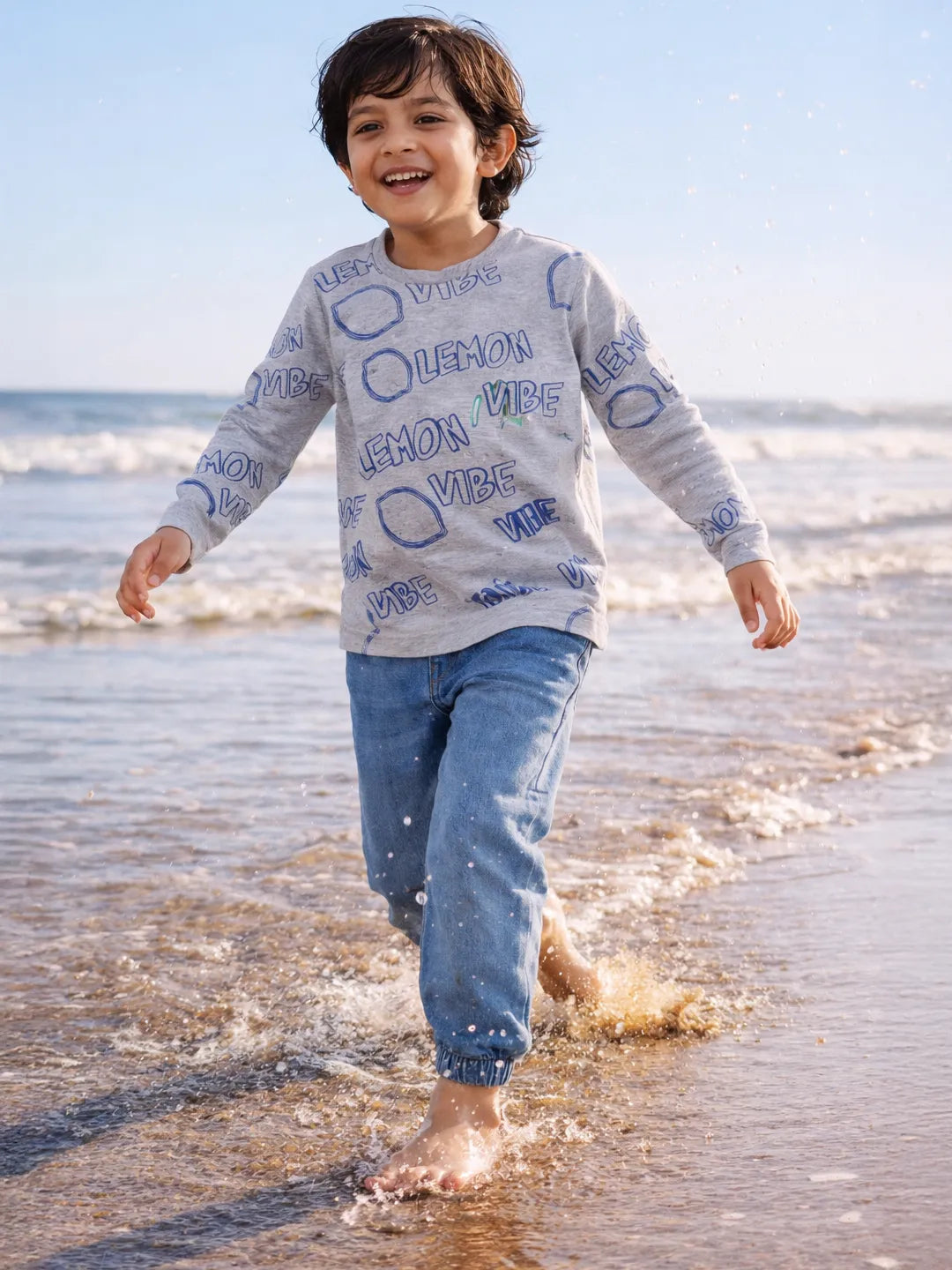 Boys Graphic Print Sweatshirt & Denim Set