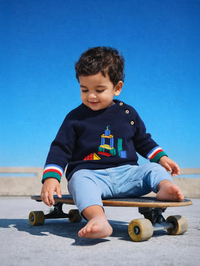 Little Builder Printed Cotton Sweater