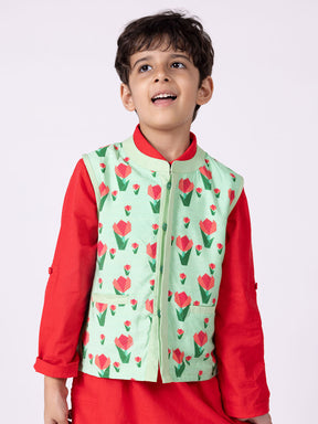 Green Tulip Nehru Jacket