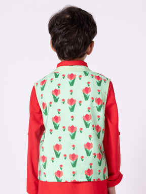 Green Tulip Nehru Jacket