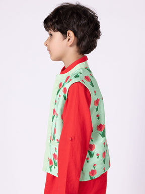 Green Tulip Nehru Jacket