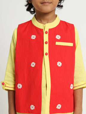 Red Orchid Nehru Jacket
