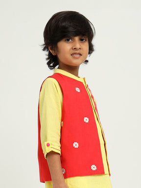 Red Orchid Nehru Jacket