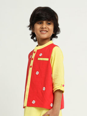 Red Orchid Nehru Jacket