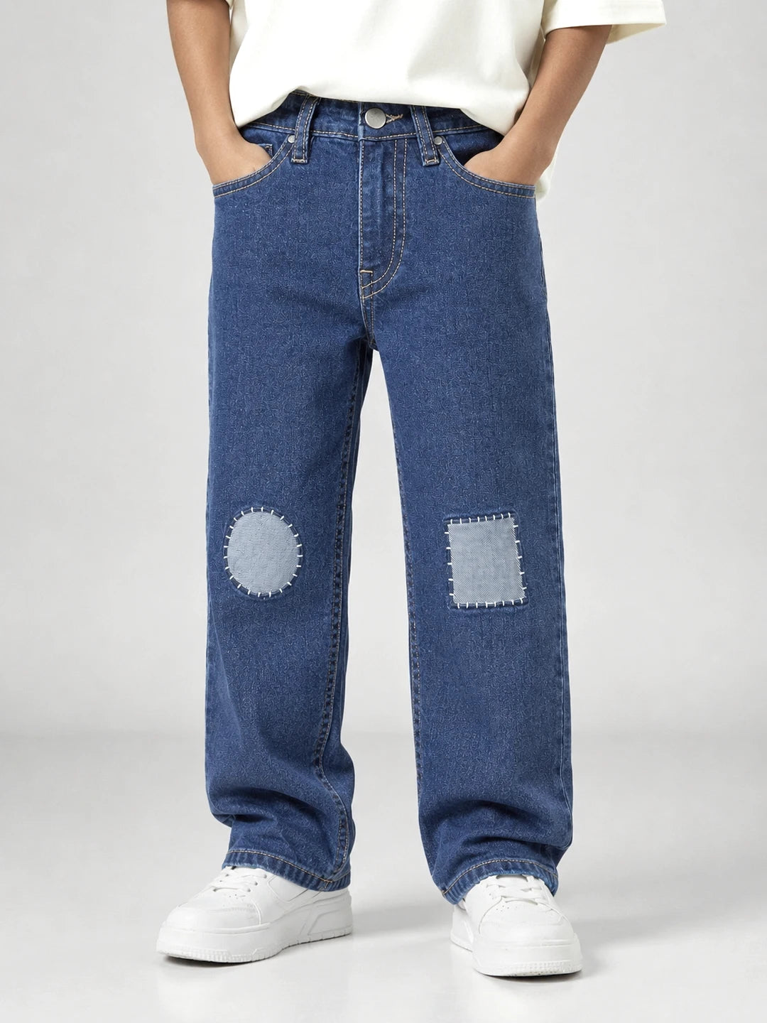Patched Knee Denim Pants