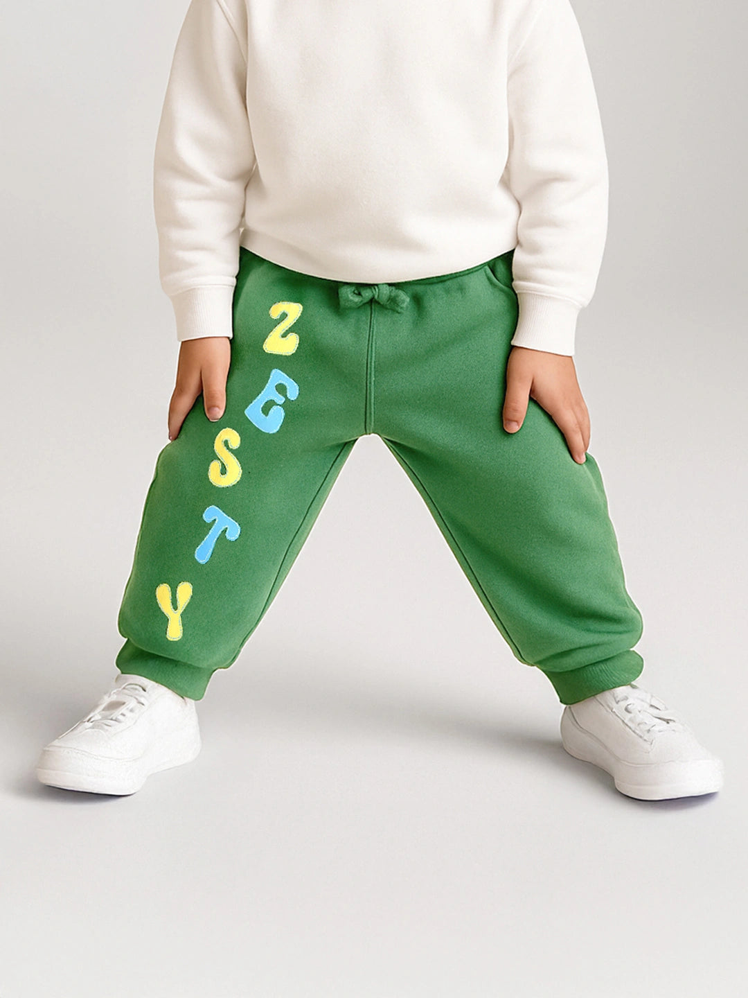 Boys Zesty Green Cotton Joggers