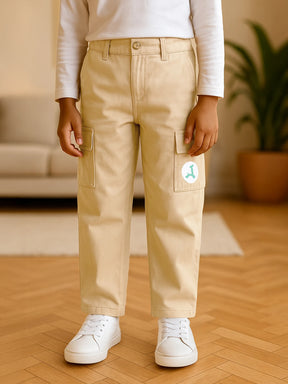 Beige Cotton Cargo Pants