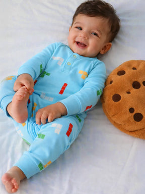 Building Blocks Embroidered Romper