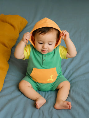 Colorblock Hooded Romper