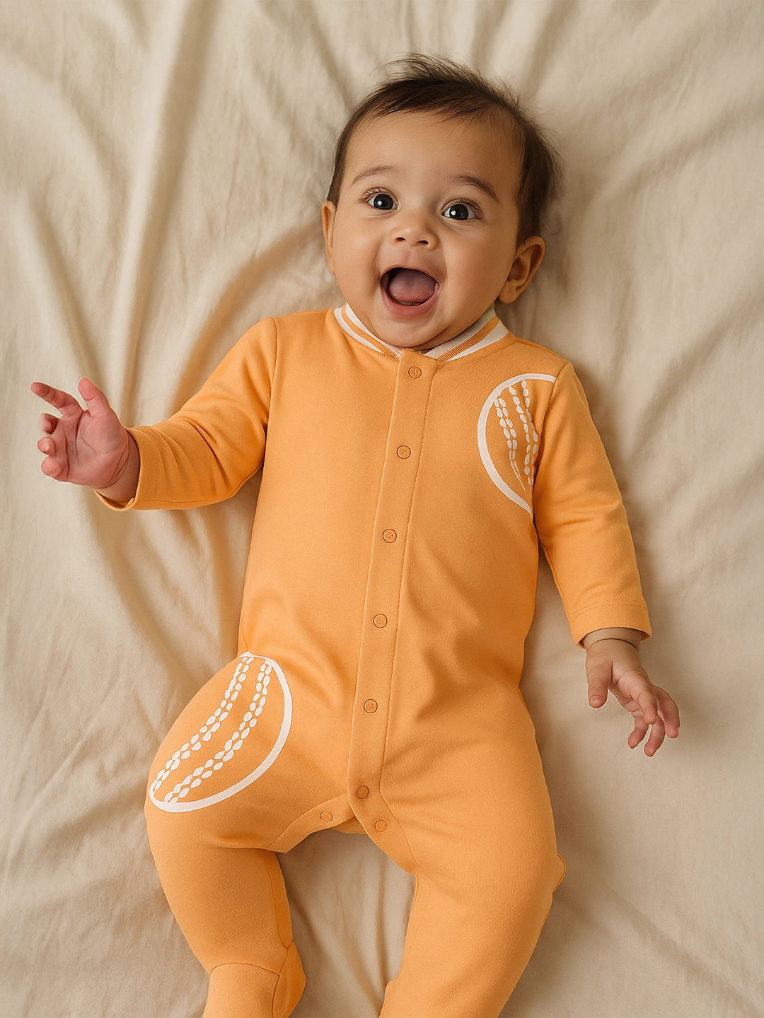 Dreamy Orange Polo Collar Sleepsuit