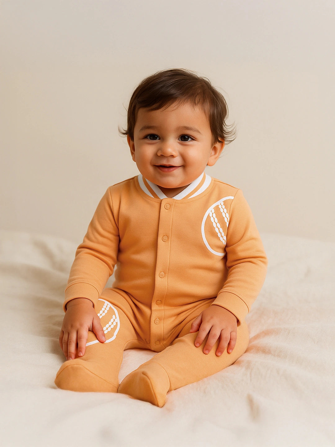 Dreamy Orange Polo Collar Sleepsuit