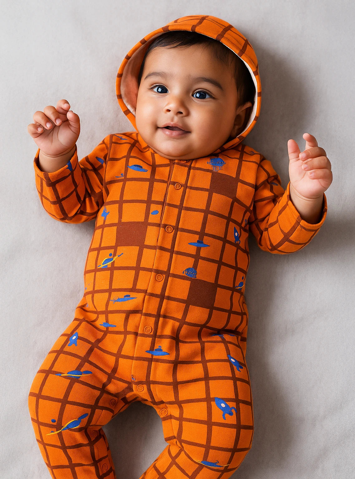 Rust Spaceship Hooded Sleepsuit