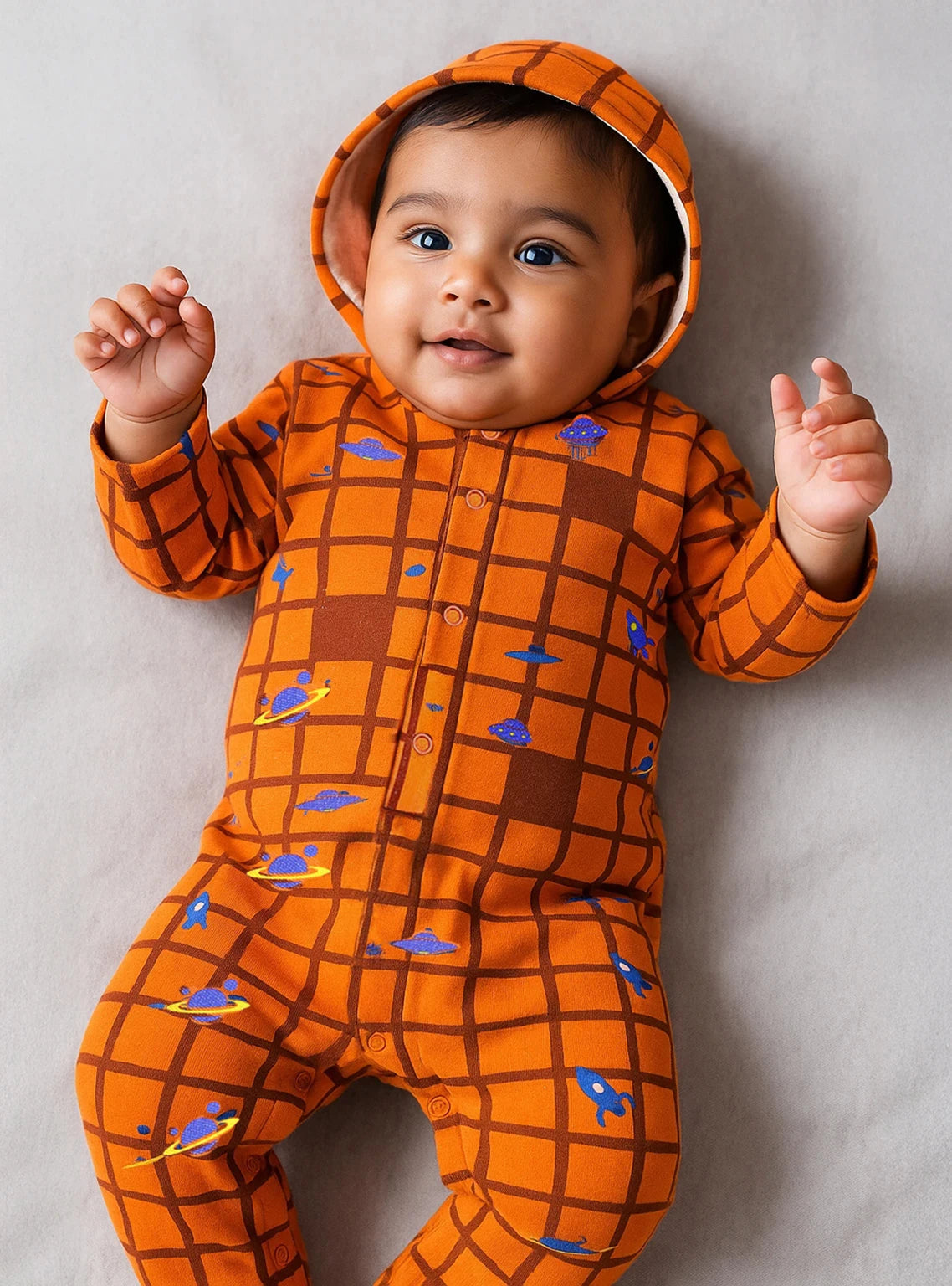Rust Spaceship Hooded Sleepsuit