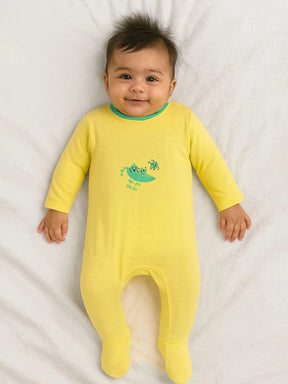 Hap-Pea Greens Footed Cotton Sleepsuit