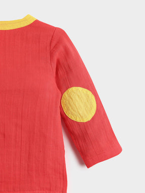 Red Hibiscus Kurta Set- Newborn