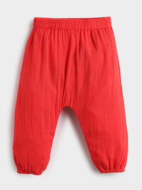 Red Hibiscus Kurta Set- Newborn