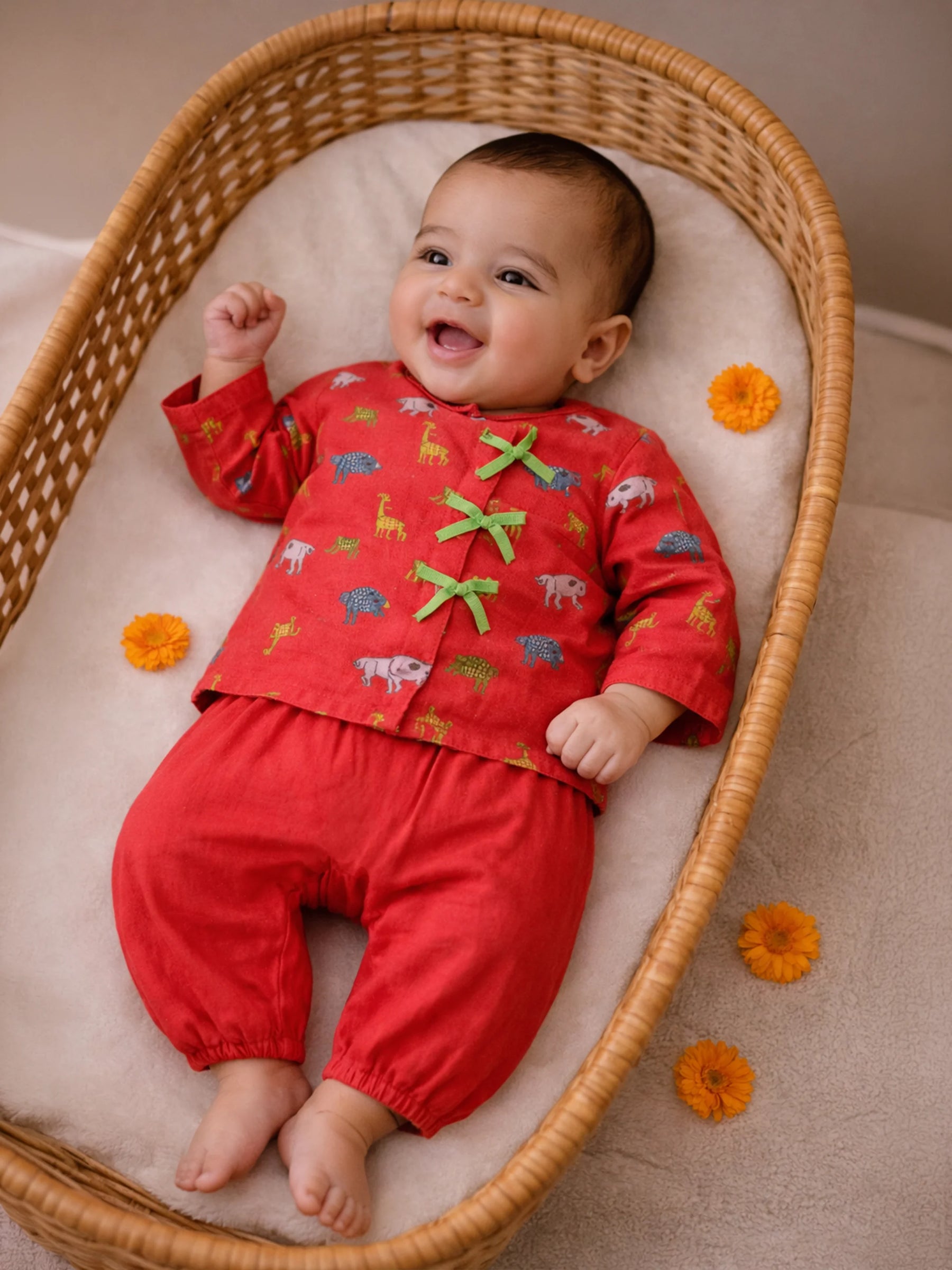 Happy Animal Kurta Set- Newborn