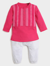 Pink Hibiscus Kurta Set- Newborn
