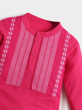 Pink Hibiscus Kurta Set- Newborn