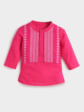 Pink Hibiscus Kurta Set- Newborn