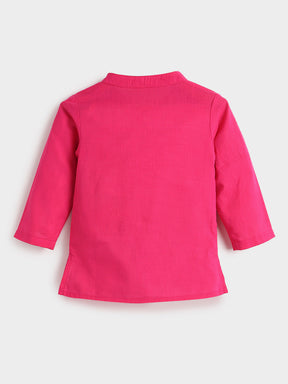 Pink Hibiscus Kurta Set- Newborn