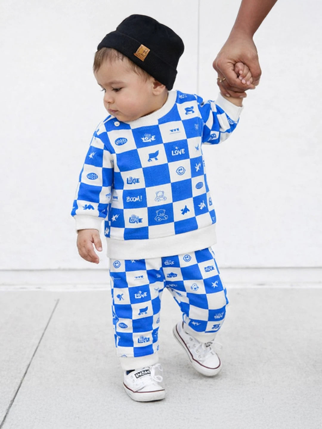 Checkered Sweatshirt & Jogger Set